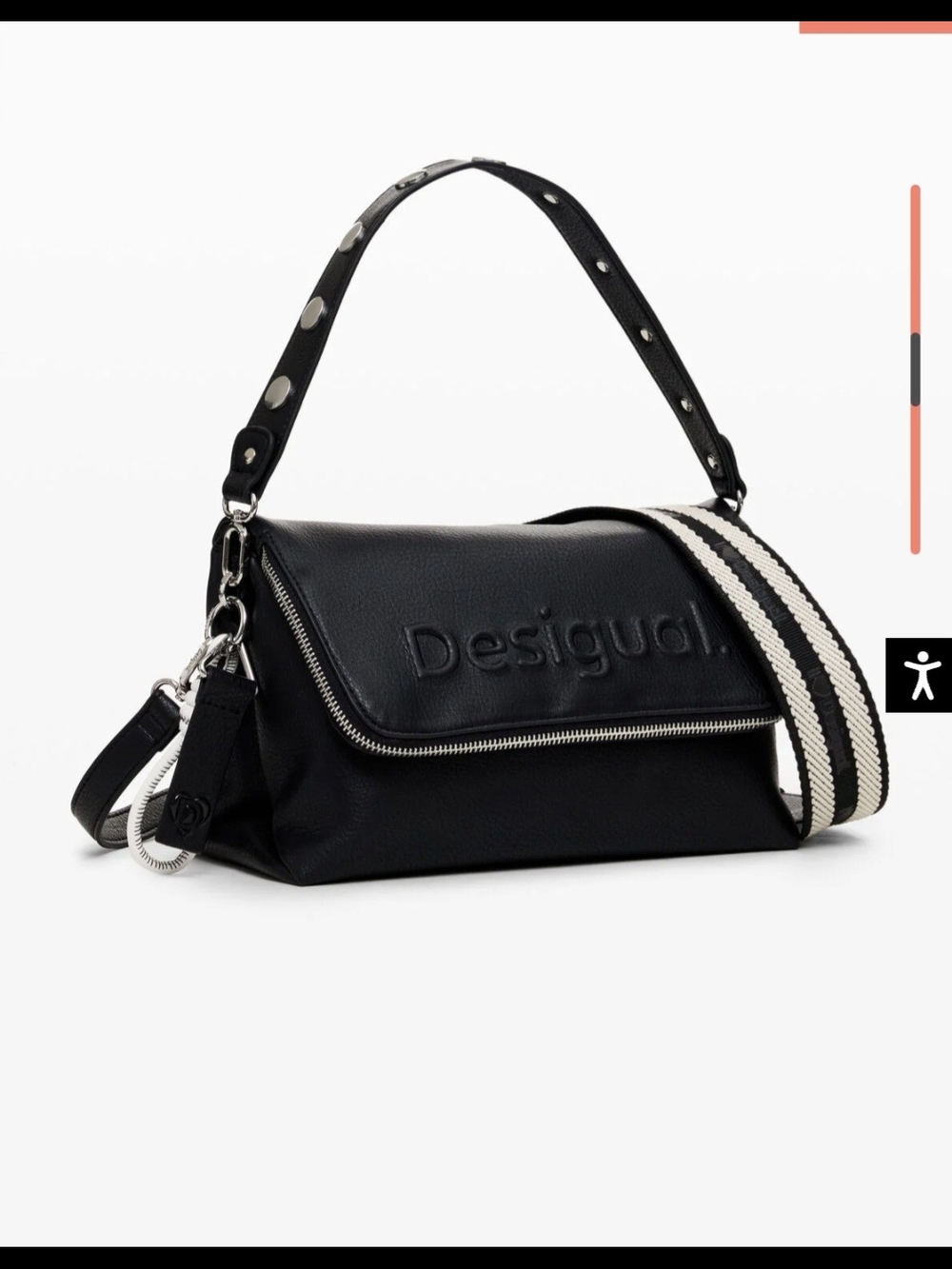 Desigual Black Shoulder Bag with Detachable Strap